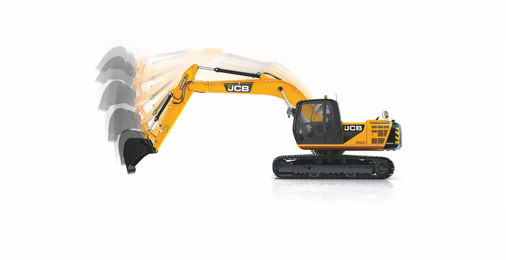 Excavadora JCB JS220, Pluma y balancín con acero de alta resistencia